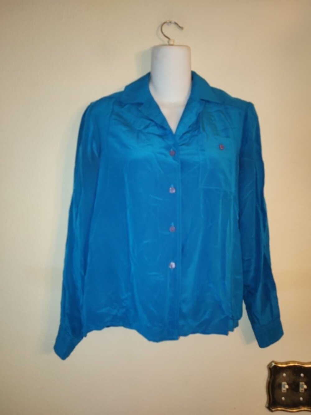 Women Vtg Adrianna Papell 100% Silk Long Sleeve Lightweight Button Shirt Size 4
